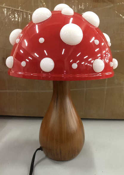 Mushroom Decorative Table Lamp Bedroom Dimming Home Decor dealsniper-net Wood Grain Base 220v us