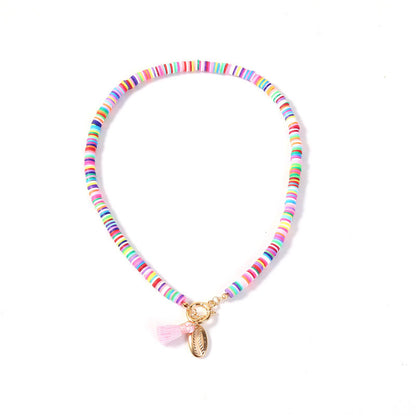 Bohemian Shell Necklace Female Tassel Wild Sweet Necklace Jewelry dealsniper-net Pink