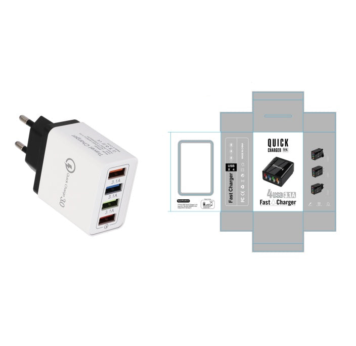 USB Charger Quick Charge 3.0 4 Phone Adapter Electronics DealSniper.net EU Half black and box Q1pc
