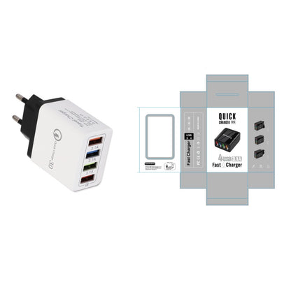 USB Charger Quick Charge 3.0 4 Phone Adapter Electronics DealSniper.net EU Half black and box Q1pc