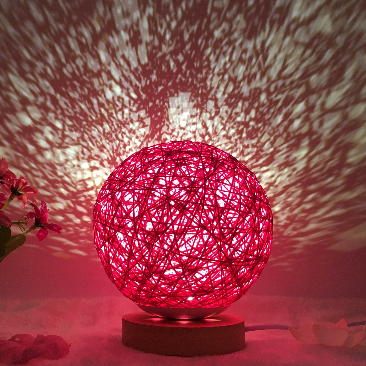 Creative Linen Table Lamp Novel and Unique LED Intelligent Home Decor Gym From House Red round Button 15cm