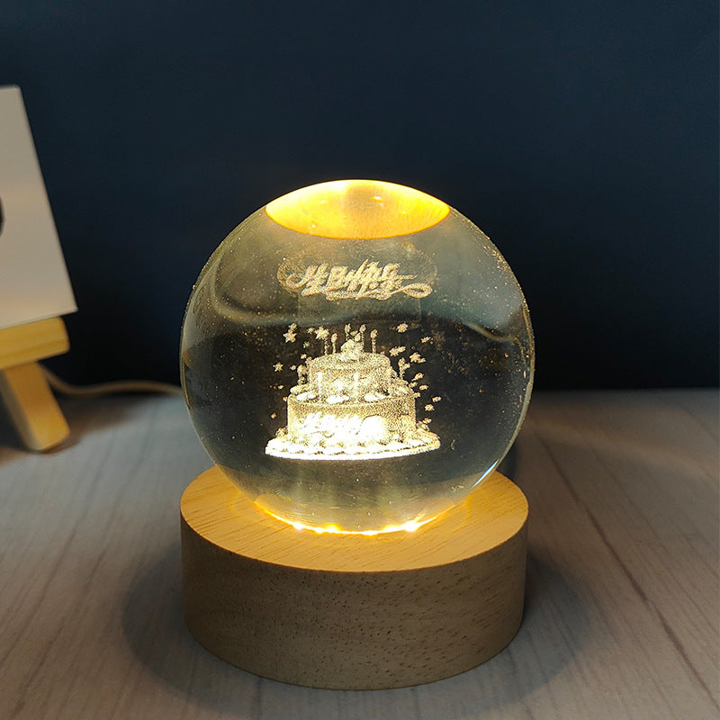 Usb Plug-in Luminous Crystal Ball Night Light Home Decor Gym From House