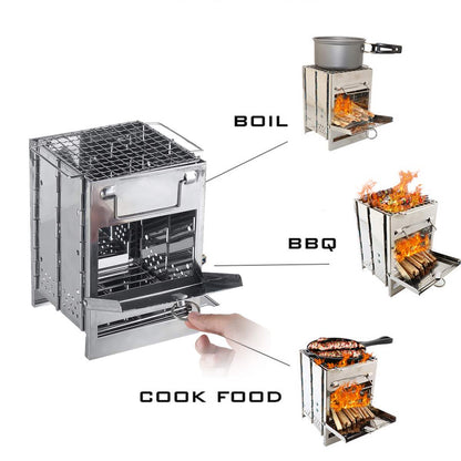 Lightweight Camping Wood Stove Adjustable Folding Wood Stove Outdoor DealSniper.net