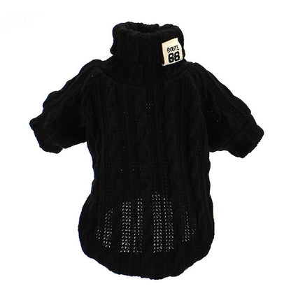 Dog Sweater Turtleneck Solid Color Dogs Clothes Warm Cotton Pets DealSniper.net Black L