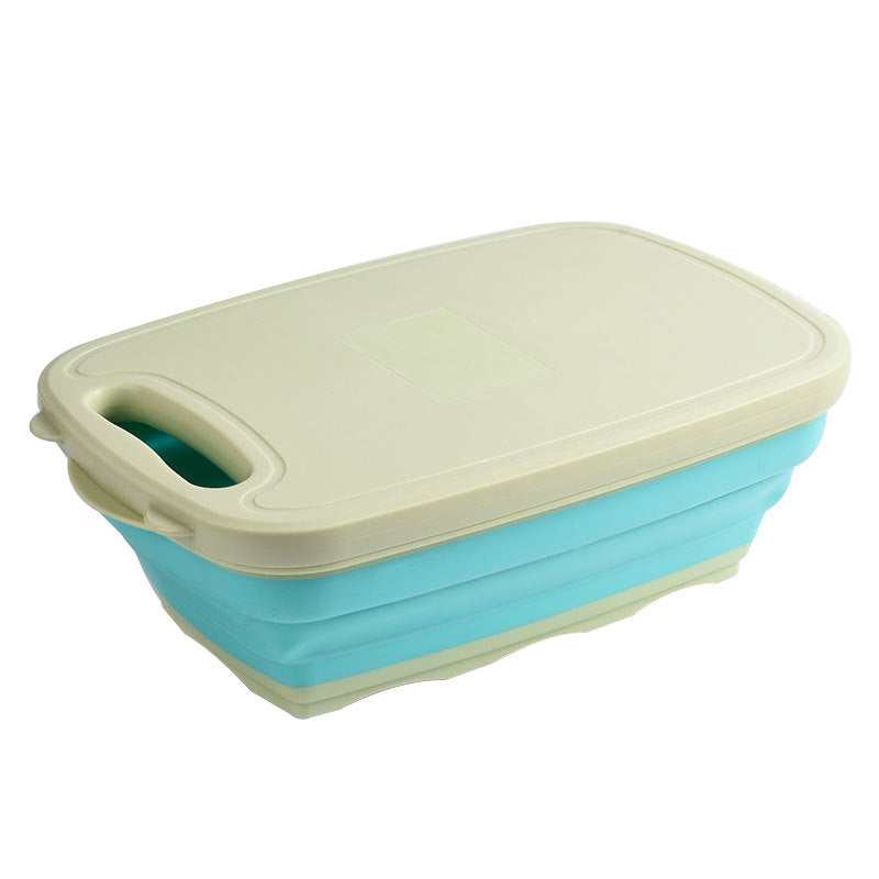 Anti-Overflow Groove Kitchen Chopping Board 9 In 1 Foldable Drainage Basket Kitchen DealSniper.net Green