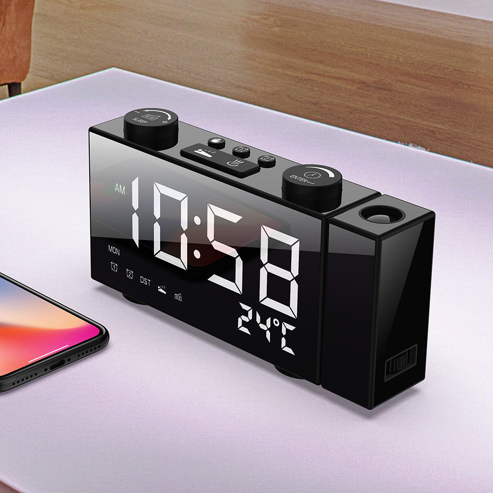 FM Radio Projection Alarm Clock With Digital Display