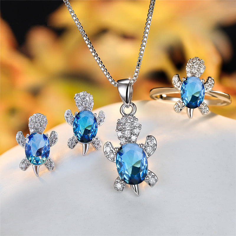 Fashion Oval Zircon Pendant Turtle Shape Necklaces Jewelry Gym From House