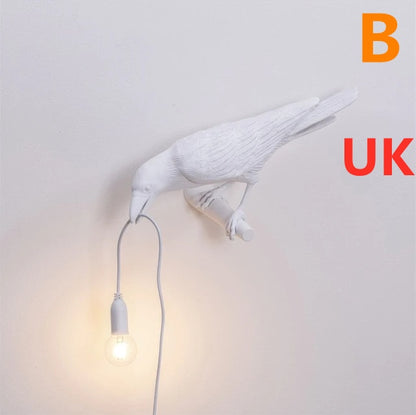 Creative Auspicious Bird Resin Wall Lamp Decoration Home Decor dealsniper-net White B UK