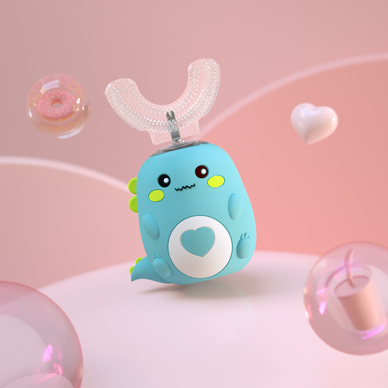 Children'S Electric Toothbrush Food Grade Silicone Oral Kids null Little Dinosaur Green 2to6 Years Old