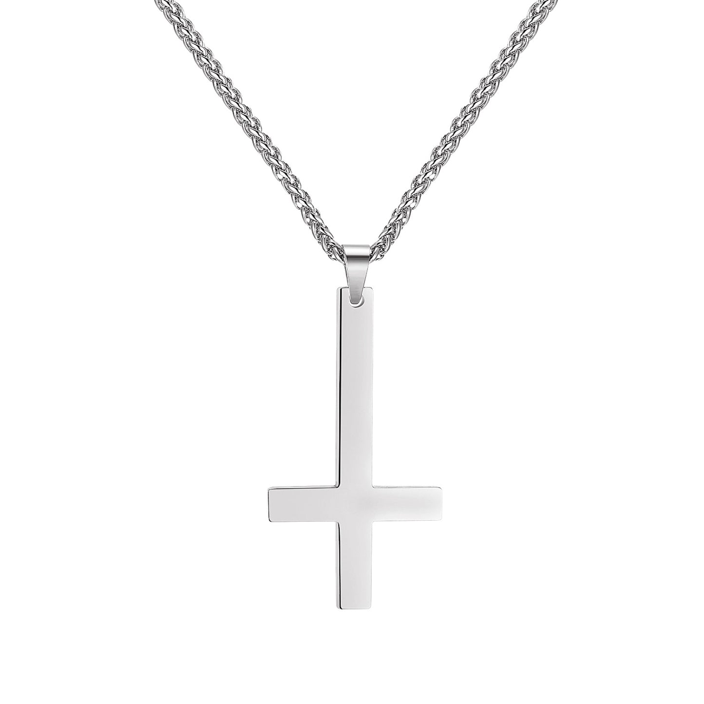 Titanium steel smooth cross necklace pendant Jewelry dealsniper-net Steel color