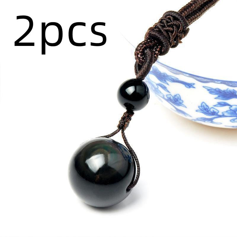 Obsidian Celestial Eye Necklace Jewelry dealsniper-net 2pcs Coffee rope 14mm