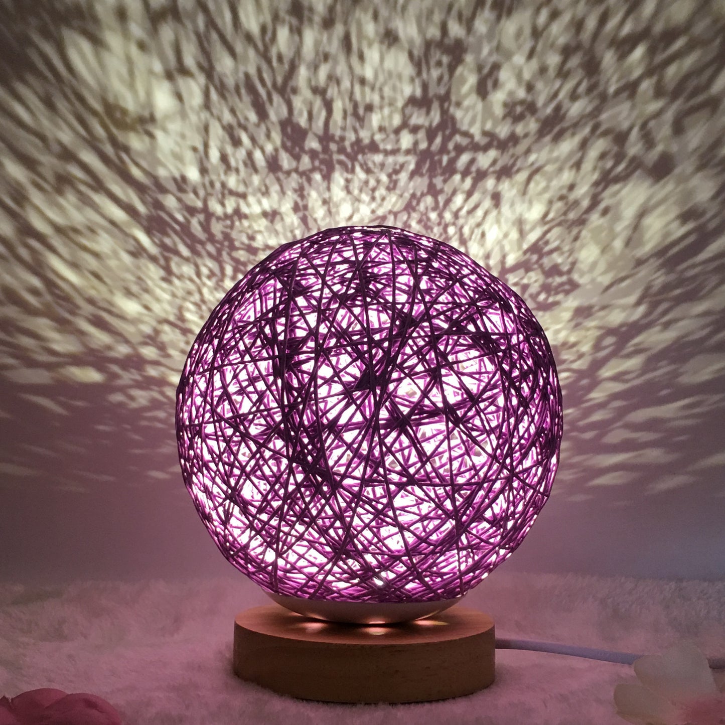 Creative Linen Table Lamp Novel and Unique LED Intelligent Home Decor Gym From House Purple round Button 20cm
