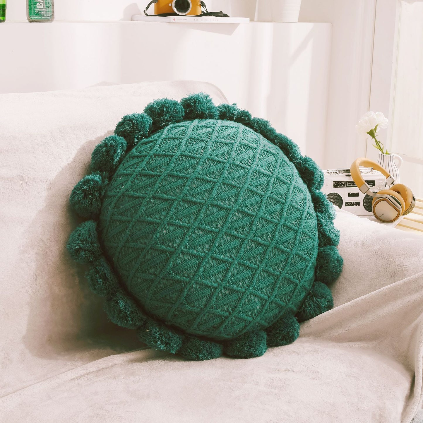 Creative Ball Pillow Futon Knitted Cushion House DealSniper.net Green