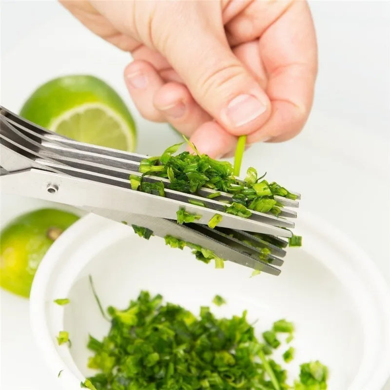 Multifunctional Multi-layer Green Onion Scissors Stainless Steel Kitchen dealsniper-net