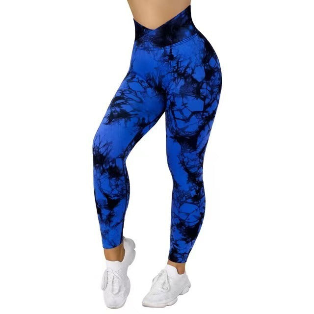 Seamless Tie Dye Leggings Women Yoga Pants Push Women dealsniper-net Blue L