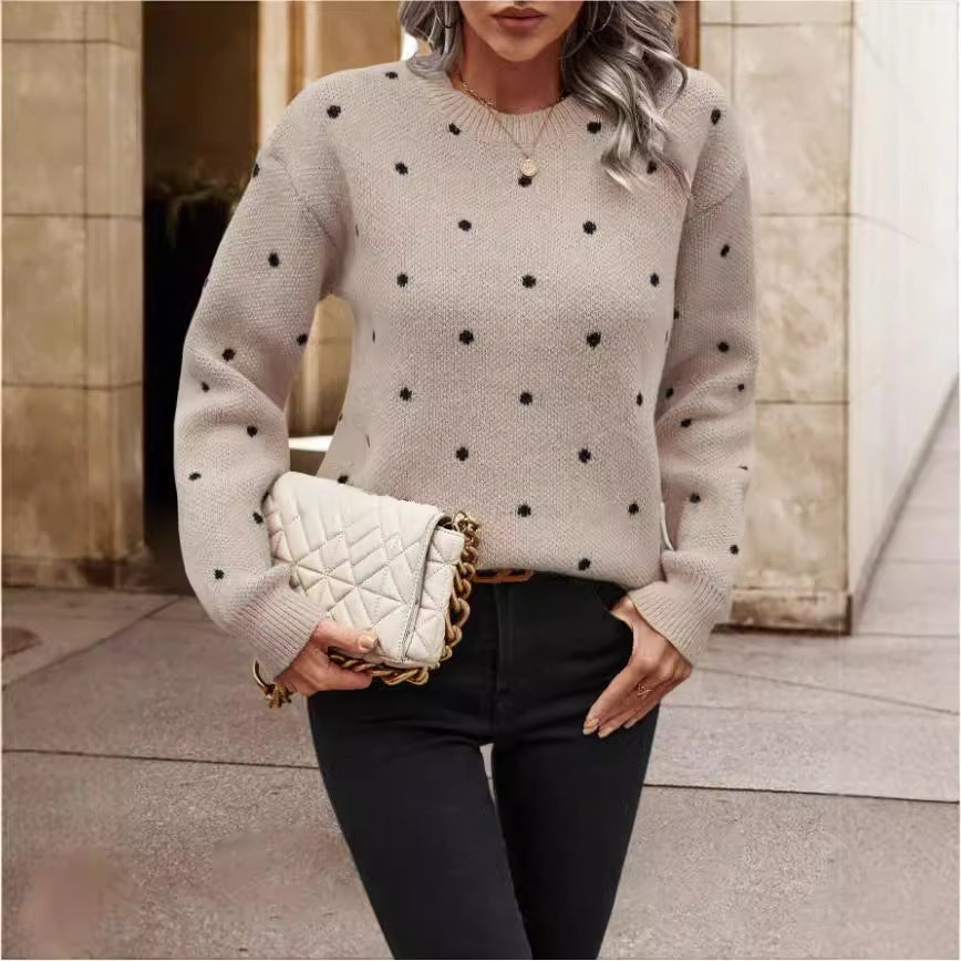Ins Polka Dot Print Pullover Sweater Fashion Casual Long-sleeved Women null