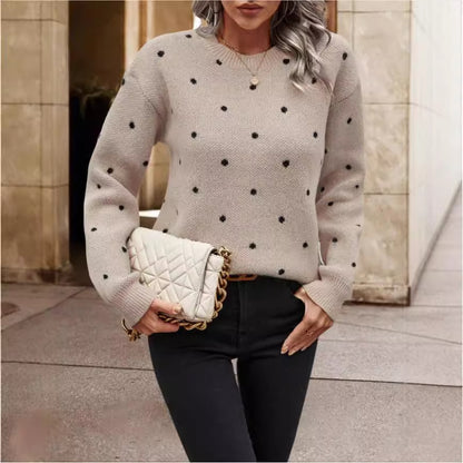 Ins Polka Dot Print Pullover Sweater Fashion Casual Long-sleeved Women null