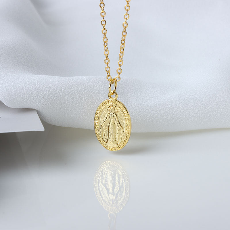 S925 Vintage Cameo Necklace Simple Personality Jewelry dealsniper-net Gold Plated Necklace 925 Silver