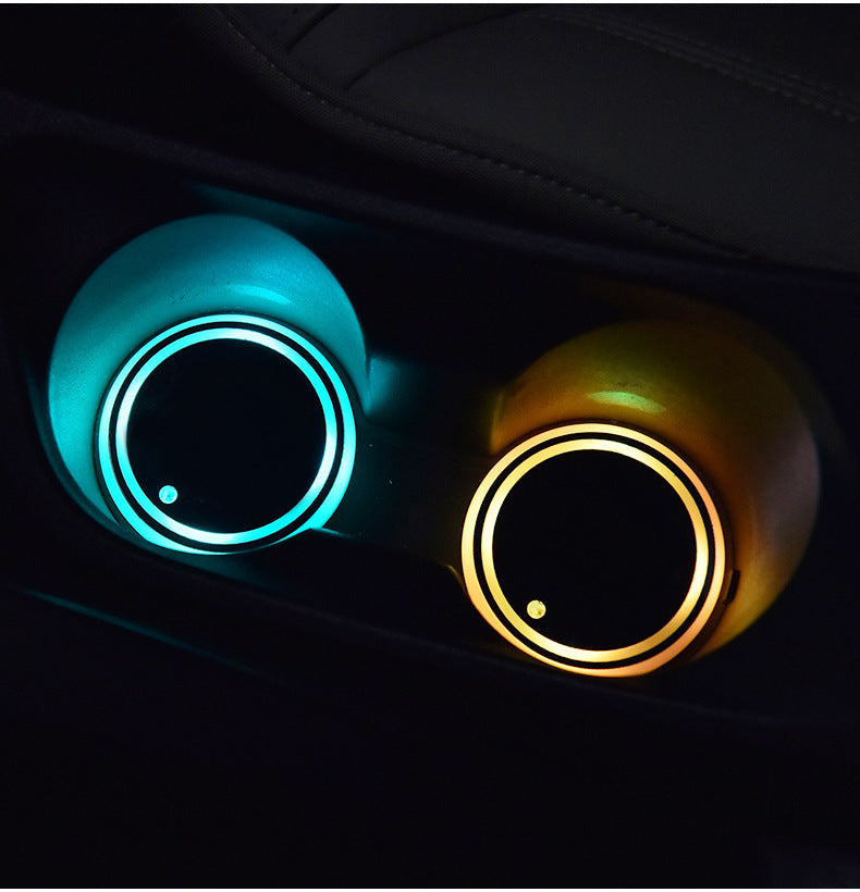 Colorful Cup Holder LED Light-up Coaster Solar & USB Charging Vehicle DealSniper.net