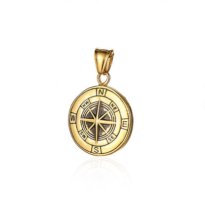 Titanium steel compass pendant Jewelry dealsniper-net Golden alone