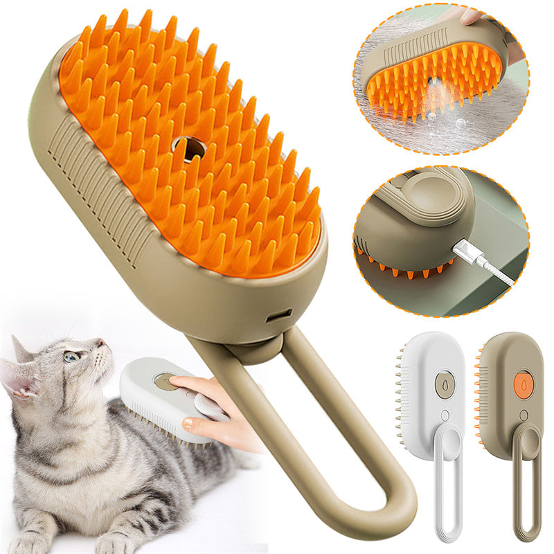 Cat Steam Brush Steamy Dog Brush 3 In 1 Electric Spray Cat Hair Brushes Pets dealsniper-net