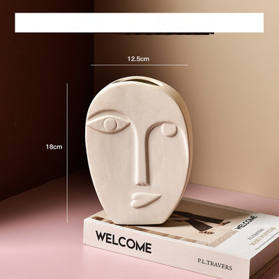 Modern Ceramic Face Portrait Plant Flower Vase Home dealsniper-net Long face large