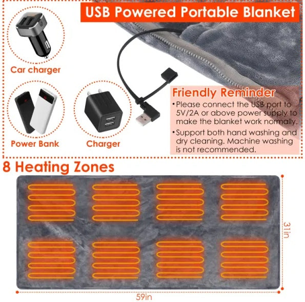 59 Plus 31in USB Heated Blanket Electric Heated Blanket Health Gym From House