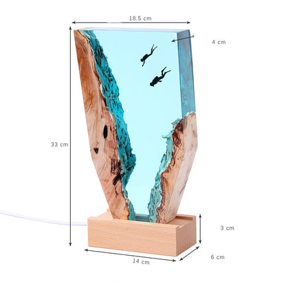 Marine Cave Diver Desktop Decoration Creative Art Lamp Holder