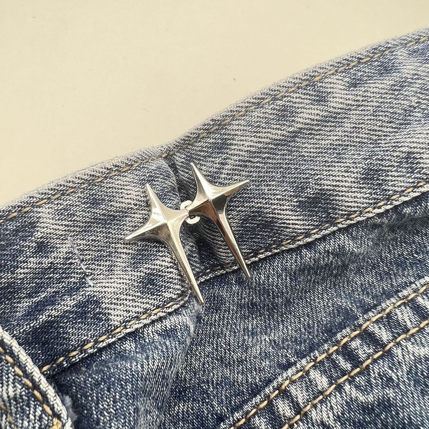 Adjustable Waist Jeans Waist-tight Artifact Button Women DealSniper.net Silver Rhombus