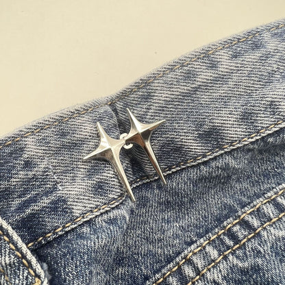 Adjustable Waist Jeans Waist-tight Artifact Button Women DealSniper.net Silver Rhombus