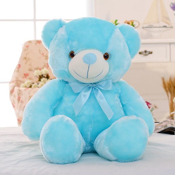 Creative Light Up LED Teddy Bear Stuffed Animals Plush Toy Kids dealsniper-net Blue 25cm