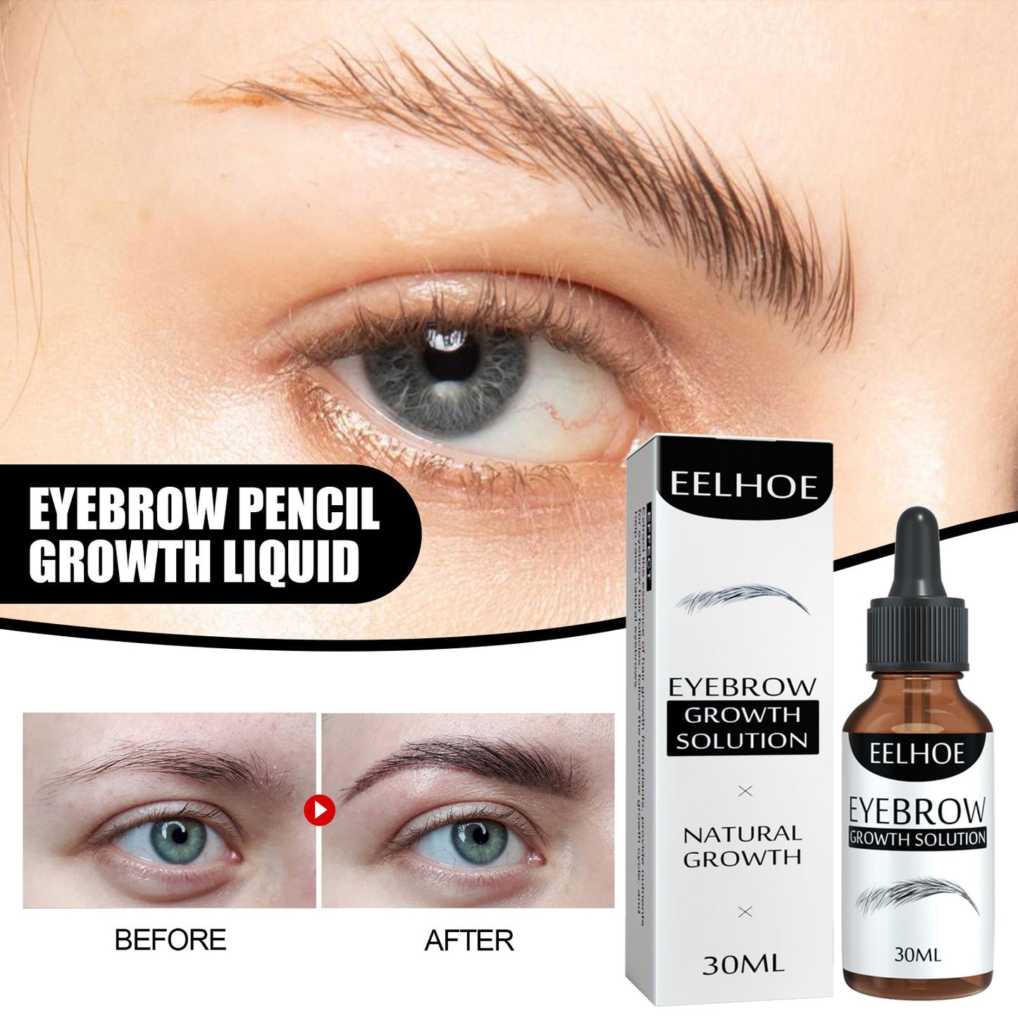 EELHOE Eyebrow Liquid Black Dense Natural Essential Oil Liquid