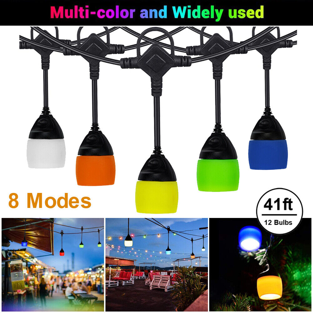 41FT LED Outdoor Fairy String Light Hanging Bulb Waterproof Garden Decor Plug In Home DealSniper.net 14W