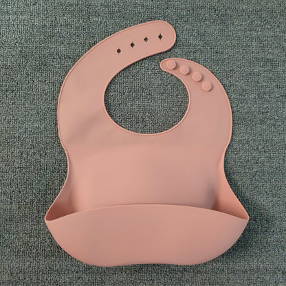 Soft Waterproof Silicone Baby Bib with Food Catcher, Baby Silicone Bib Kids dealsniper-net Pink 13 to 18ms