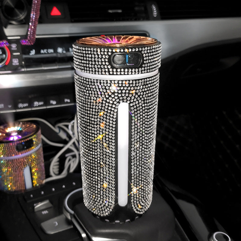 Luxury Diamond Car Humidifier LED Light Car Diffuser Vehicle DealSniper.net White USB