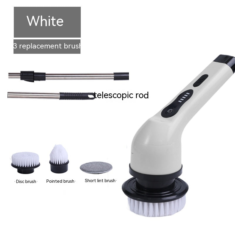 Dual-purpose Brush Handheld Strong Cleaning Gadget House DealSniper.net White 3 Heads English Manual