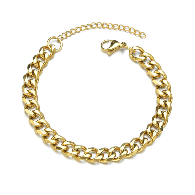 Six-sided Grinding Miami Cuban Titanium Steel Bracelet Jewelry Gym From House Gold 3mm