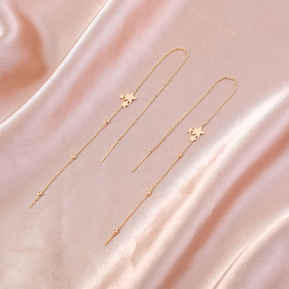 Gold Copper Five-pointed Star Long Tassel Ear Wire Jewelry dealsniper-net