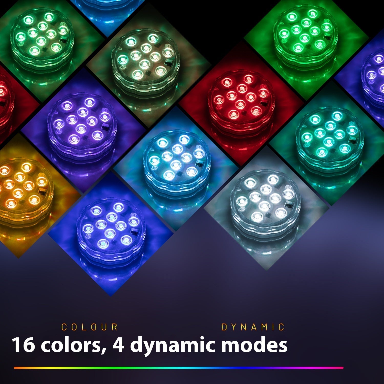 Led Rechargeable Diving Lamp RGB10 Beads Colorful Home Decor dealsniper-net