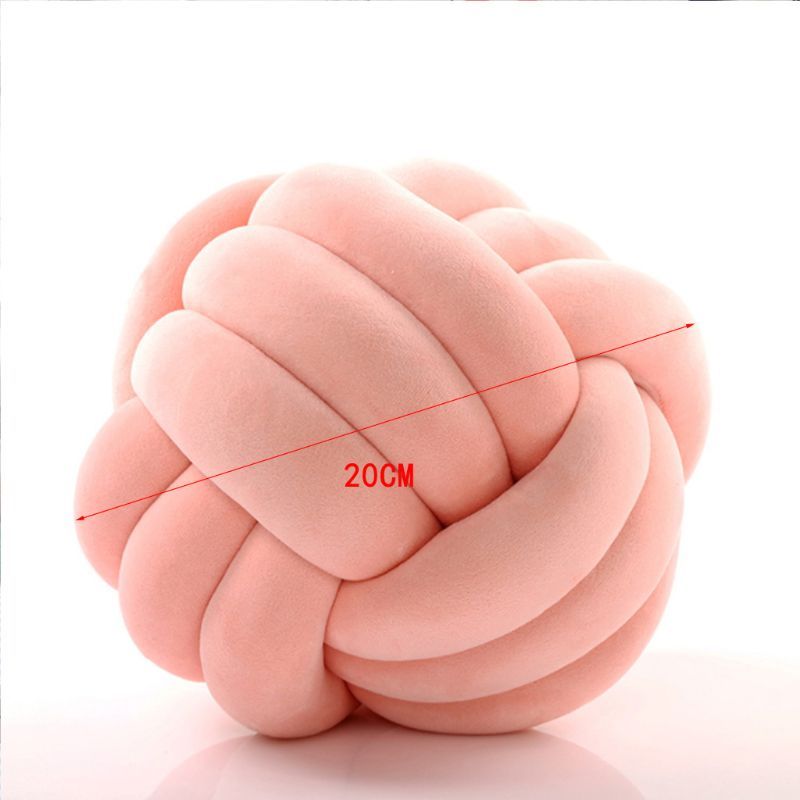 Knotted Plush Ball Design Round Throw Pillow House DealSniper.net