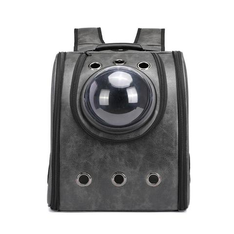 Leather pet carry backpack capsule Pets Gym From House gray