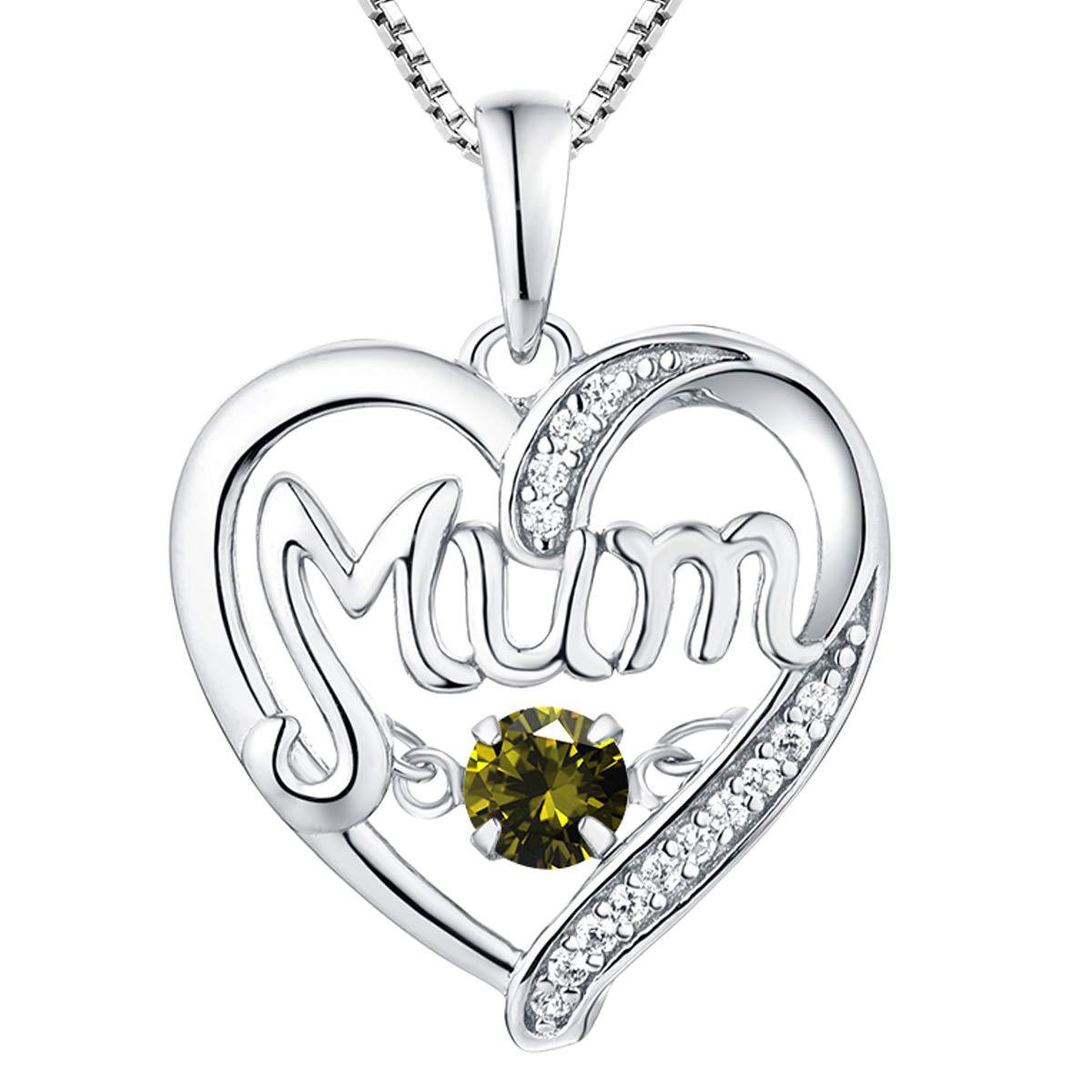 Pulsatile Heart MoM Necklace Mother's Day Gift Birthstones Smart Pendant Jewelry dealsniper-net August 925 Silver