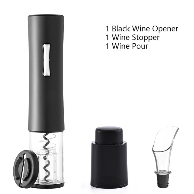 Electric Wine Opener Corkscrew Foil Cutter Set Kitchen Gym From House Black set