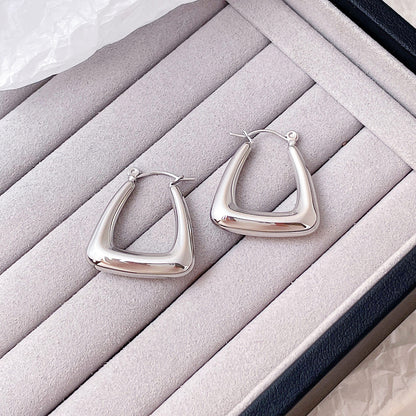 Fashion Wild U-shaped Hollow Earrings Cold Wind Simple Earrings Jewelry dealsniper-net White gold