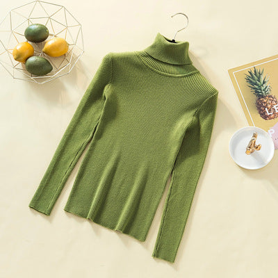 Turtleneck Sweater Women Knit Bottoming Shirt Winter Keep Warm Women dealsniper-net Green One size