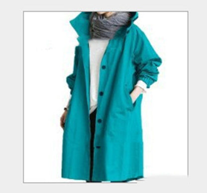 Women Windbreaker Jacket Casual Loose Button Pockets Hooded Women Gym From House