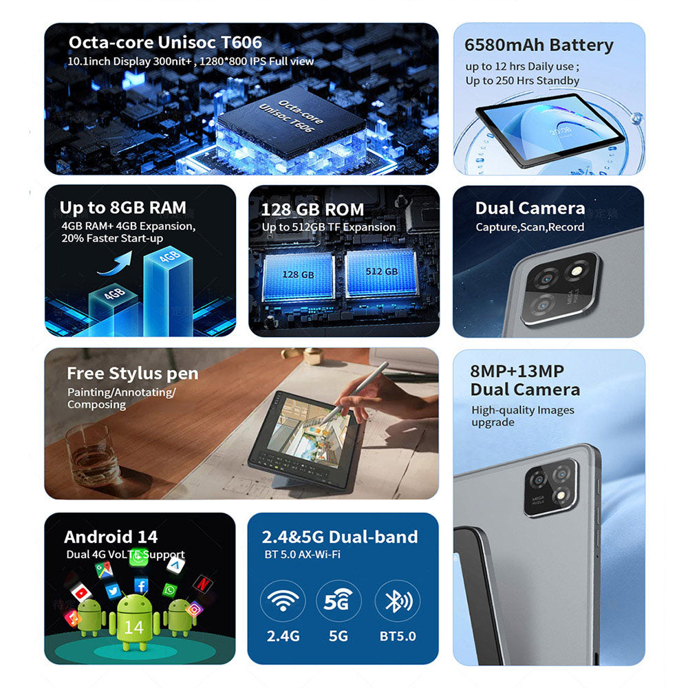 G-tab T11 Android 14 Tablet 10.1 Inch 1280&800 IPS Screen Unisoc Electronics dealsniper-net