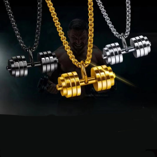 Titanium Steel Sports Dumbbell Necklace Jewelry Gym From House