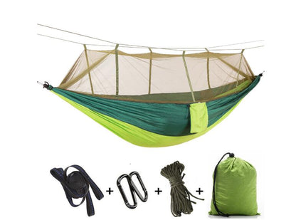 Outdoor Parachute Cloth Hammock Couble with Mosquito Net Light