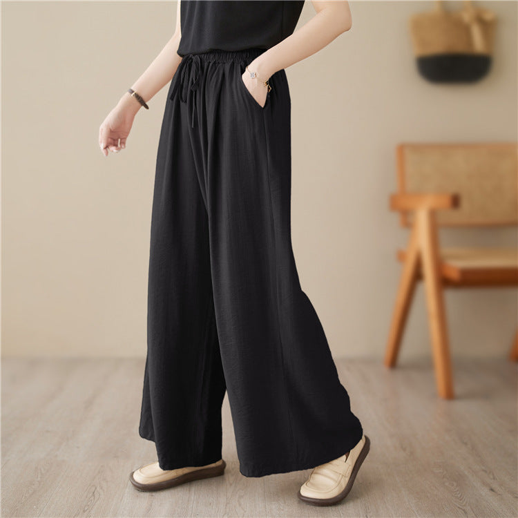 New Plus Size Wide Legs Mop Straight Casual Pants Women dealsniper-net